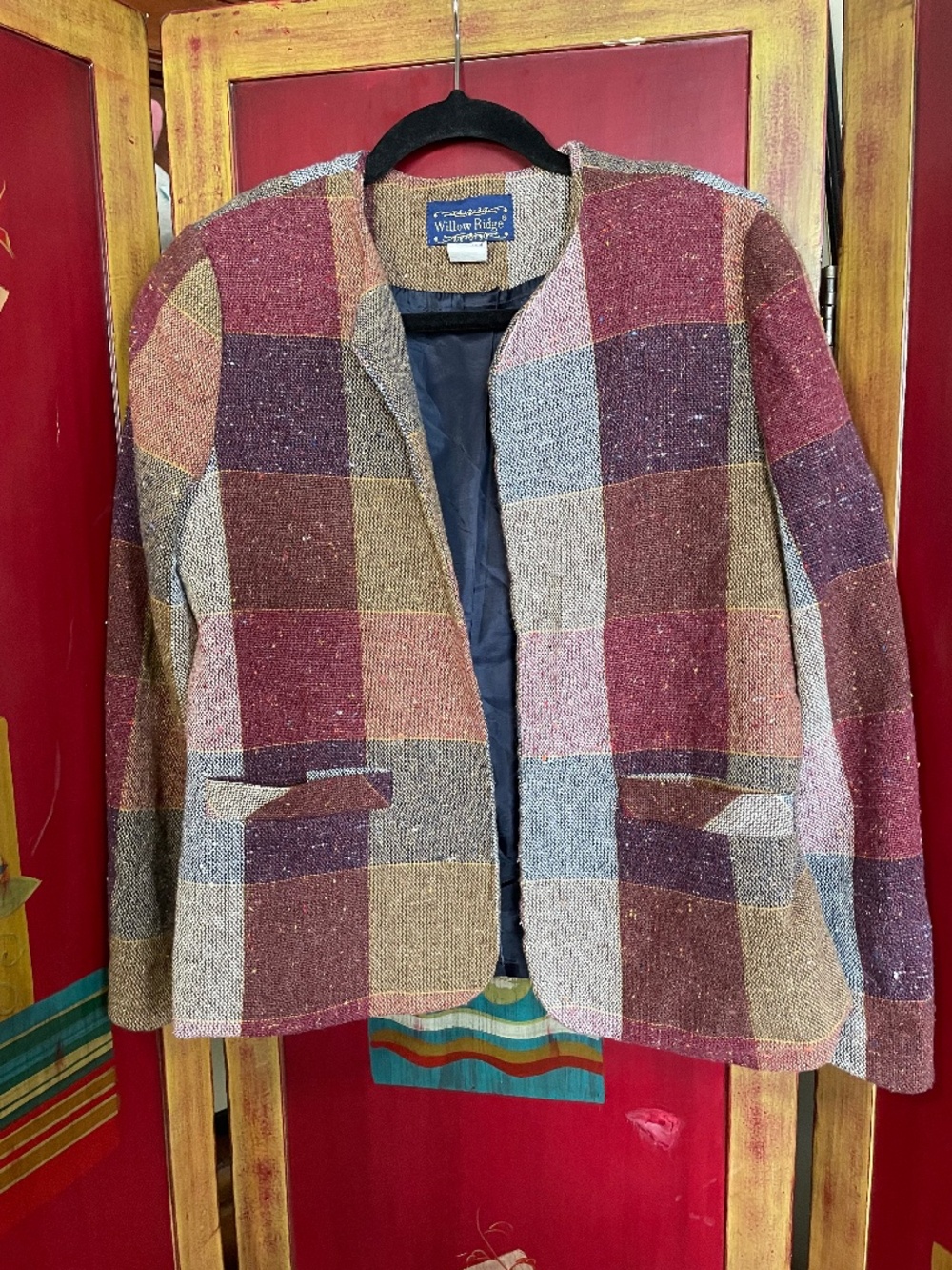 Vintage Willow Ridge Plaid Blazer Sz 8P Petite Cottagecore Autumn Tweed Jacket